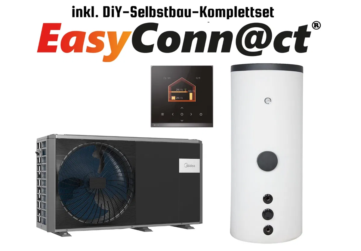 Midea heat pump with control and storage in EasyConn@ct DiY complete self-built set
